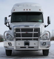 FREIGHTLINER CASCADIA Moose Protection Bumper.  Heavy Duty Semi Truck Bumper from ALI ARC.  2 Post Deer Protection Semi Truck Bumper.