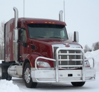 PETERBILT 579 SBA Bumper.  2013 and Up.  EVOLUTION Bumper Set Back Axle Heavy Duty Semi Truck Bumper from ALI ARC. 2 Post Moose Protection Semi Truck Bumper.