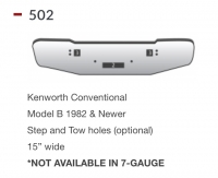 Kenworth Model B Bumper Conventional 1982 & Newer