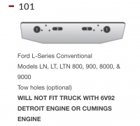 Ford L-Series Bumper LN, LT, LTN 800, 900, 8000, & 9000 Conventional Models 