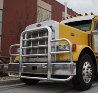 PETERBILT 379 Bumper.  Extended Hood Bumper.  EVOLUTION Bumper.  Heavy Duty Semi Truck Bumper from ALI ARC. 2 Post Moose Protection Semi Truck Bumper.
