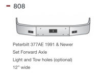 Peterbilt 377AE Bumper 1991 & Newer Set Forward Axle