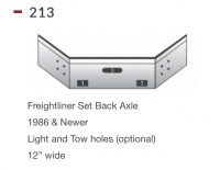 Freightliner Bumper Set Back Axle 1986 & Newer 12â€ wide