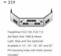 Freightliner FLD 120 Bumper, FLD 112 Bumper Set Back Axle 1989 & Newer